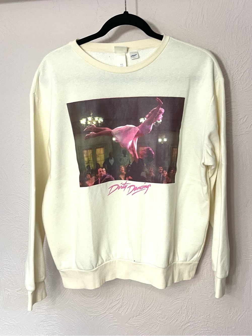 H&M Cream Graphic Crewneck Sweatshirt with Dark Print